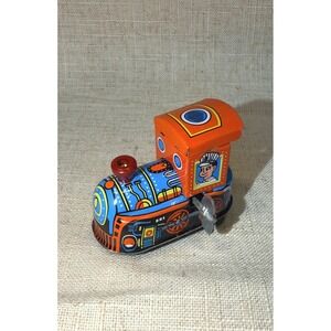MS 237 Vintage Style Tin Wind Up Train Locomotive  Alloy Friction Litho Toy